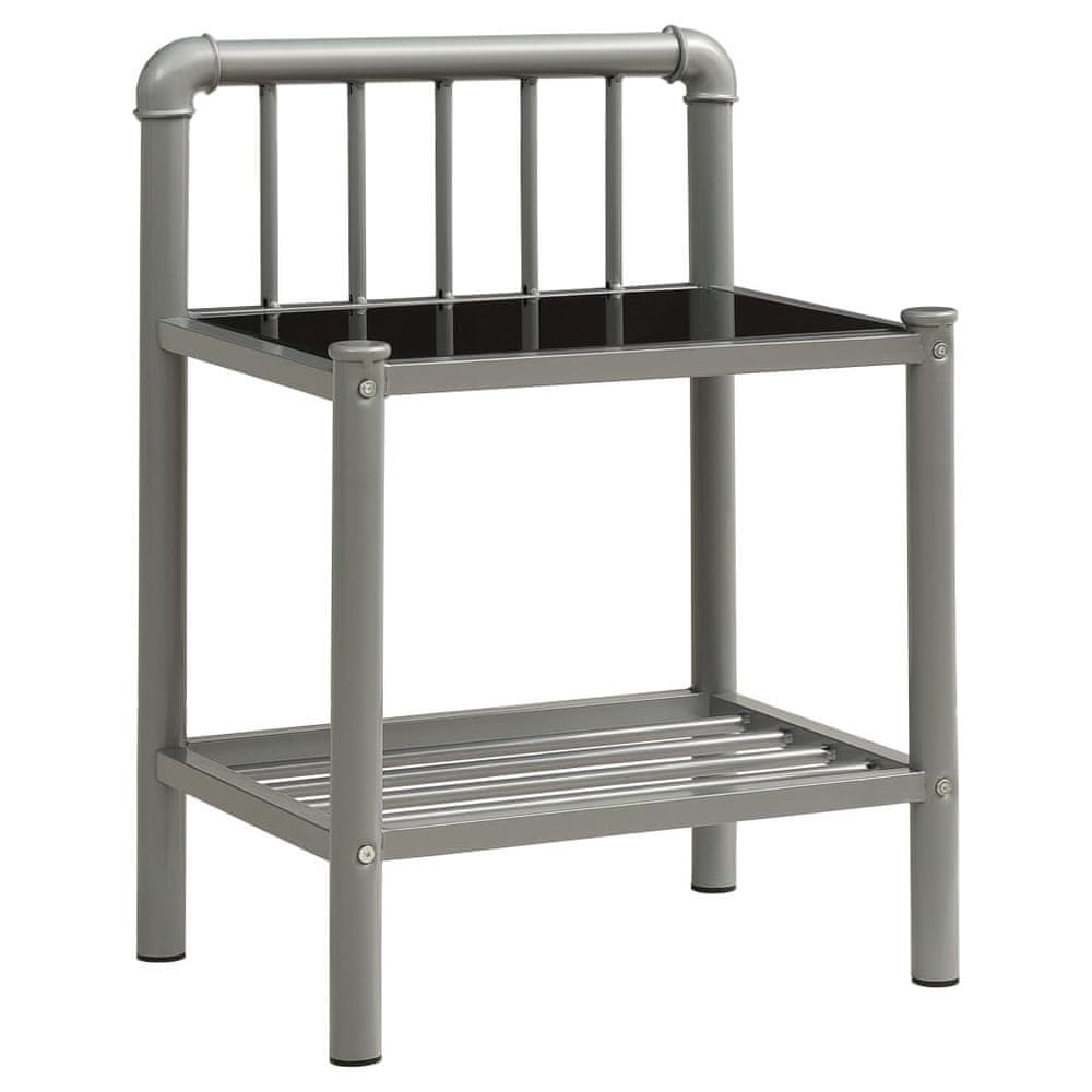 Vidaxl Nočný stolík sivý a čierny 45x34,5x62,5 cm kov a sklo